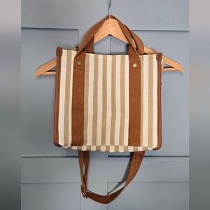 Thirty-one Striped Tote W/ Crossbody Strap. Like New